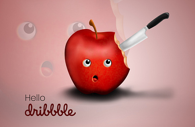 Aple and Knife 3d 3d art apple apple design debut firstshot hello dribbble illustration manipulation