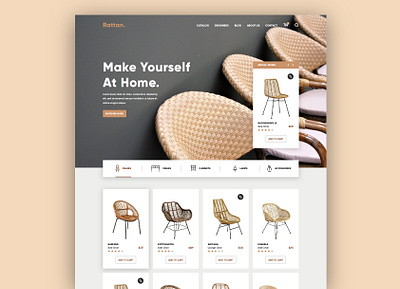 RATTAN, Homemade Furniture Store cabinet chair design furniture graphic design handmade home interior lamp landing page minimalist rattan table ui user experience user interface ux web web design website