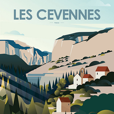 AloneInNature - CEVENNES WIP02 deco decoration france illustration landascape nature naturelovers paysage poster south of france vector wilderness wip