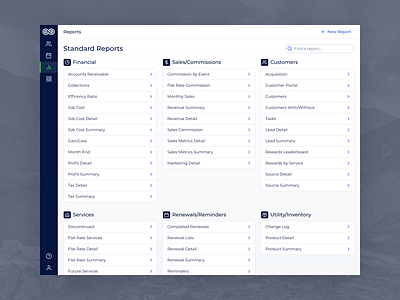 Evolve - Desktop Reports Index blue clean contents directory index information layout list lookup map nav navigation overview report reporting reports service services simple table