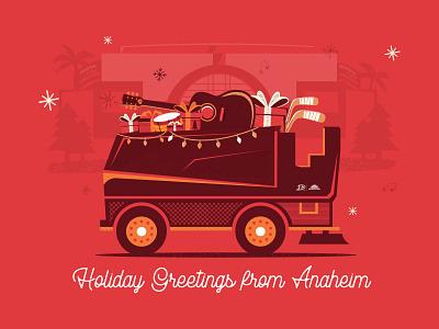 Holiday Zamboni hockey holiday illustration music red zamboni