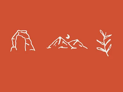 outdoor icons arch desert doodle hand drawn icons moab mountains outdoors plant utah