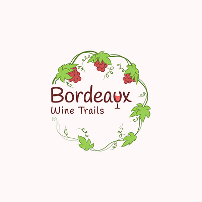 Bordeaux Wine Trails Logo decorative design detailed elegant floral green hand drawn icon iconography identity leaves logo mark organic symbol