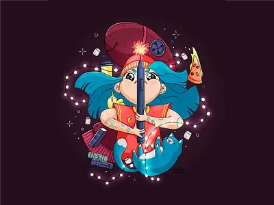 Illustrator's sword cartoon cat character characterdesign comic cozy cute girl hannahdoodle sword