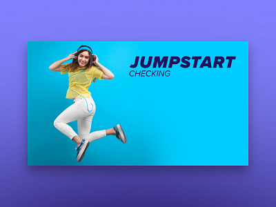 Jumpstart Checking - Visual brand design bright checking colorful credit union identity design jump jumpstart motion start visual