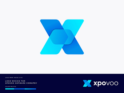 Xpovoo logo design app app icon brand identity branding digital agency gradient illustration letter logo letter logo mark logo design logo designer logo mark modern software tech technology typography v logo vector x logo