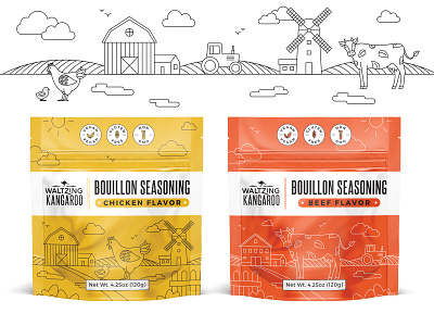 Package for Bouillon seasoning - final australia drawing farm illustration monoline organic package pouch