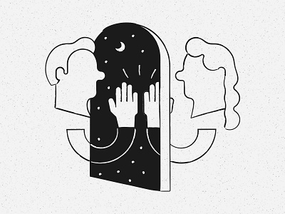 Virtual High 5 abstract art dimensions galaxy graphic hands high five illustration illustrator line art linework moon night people vector