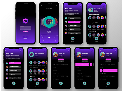 Music Player App app design app designer color flat gradient logo product design ui ux webdesign