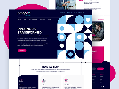 Prognos Homepage Concept abstract agency ai emagine healthcare homepage illustration landing page modern navy blue sketchapp ui ux web design wordpress