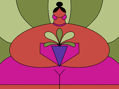 Woman holding a plant holding illustration plant woman