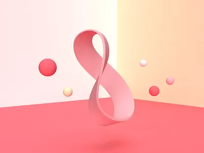 Bubble gum pink 3d art 8 adobe 3d adobe dimension bubbles corner dimension hues matte monochromatic pink shapes simple space sphere