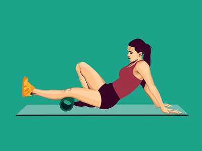 Foam Rolling Woman character design digital art digital illustration drawing illustraion illustration