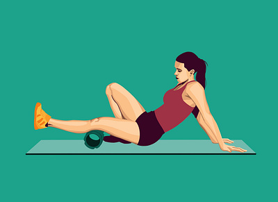 Foam Rolling Woman character design digital art digital illustration drawing illustraion illustration