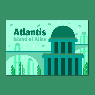 Atlantis Postcard architecture huevember illustrator minimalist postcard vector vector illustration