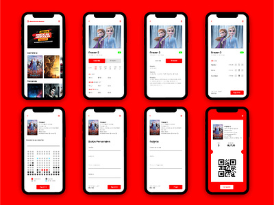 Movie Theater App | App de Cine 2d branding cine design minimalist movie pelicula ui vector