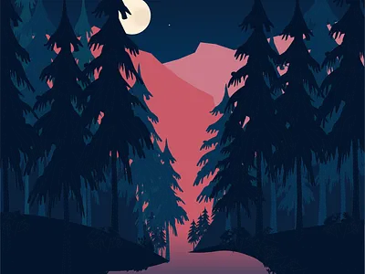 I'm Forrest Gump - Alan Silvestri adobe design forest illustration forrest forrest gump illustration lake moon moonriver mountains music nature nature illustration night sky nightlife poster art river trees ui