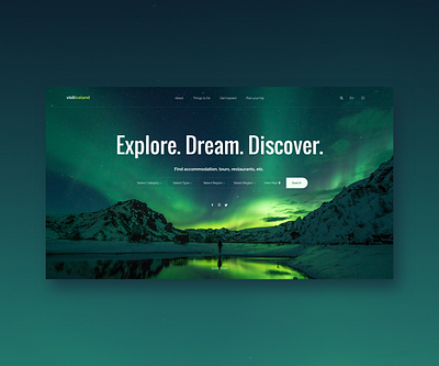 Iceland Tourism - Landing Page design iceland landingpage minimalistic tourism tourism website ui ui design ux