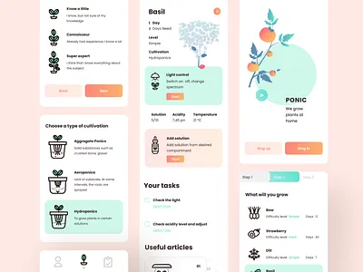 Hydroponics app attachment design icon illustration logo typography ui ux vector