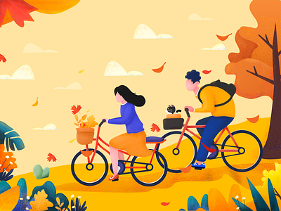 Original illustration--My cat journey design fall illustration tourism ui