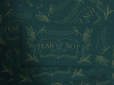 Fear Not - Invites advent angel christmas church fear not illustration invite card scripture sermon sermon artwork trumpets