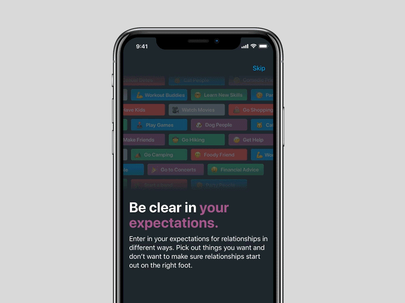 Onboarding - Relationship Types animation app dating friends gif gif animation gift gifts iphone onboarding product