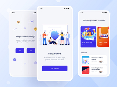 Online Courses iOS App screen android android app android app design app design apps blue coding course design ios learn study