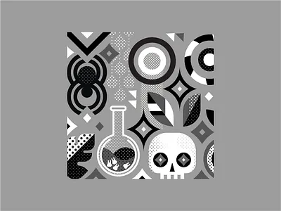 skull autumn elixir fall geometric halloween icon leaf logo minimal nature pattern shape skull spider