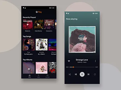 Music Player App [ Q Play ] android gaana interaction design minimal music app music player play player player ui playlist saavn song ui design ux