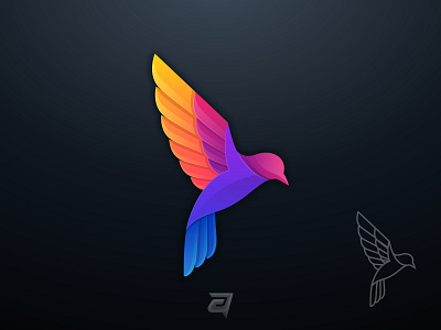 Bird Fly Colorful animal awesome colorful design gradient illustration internet logo modern origami technology vector