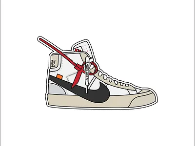 Nike Blazer Mid Off-White blazer design flat illustration nike off white sneakers vector