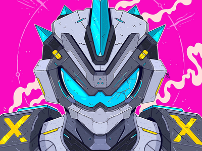 Shard anime armour bright colourful cool cyberpunk machine mech mecha power armour robot tech