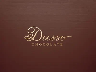 Dusso Chocolate logo and identity chocolate cursive lettering logo