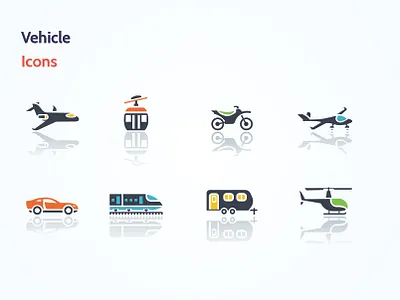 Vehicle Icons bike bus car colorful colors flat illustration flatdesign icon design iconography icons icons pack iconset illustration vehicle