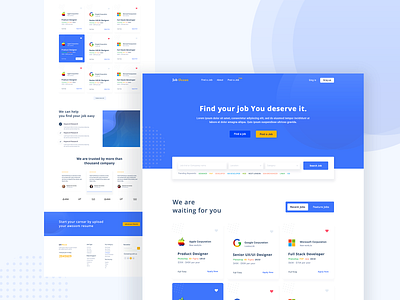 Job portal Landing page Design Concept! agency branding branding agency clean design clean resume clean ui color colorful flat flatdesign job job board jobfinder landing page minimalistic ui web webdesign website white