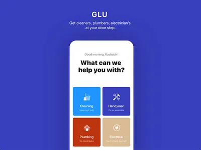 GLU Home service on demand mobile app clone home service home services interaction design mobile app development company modern design ui urban clap ux
