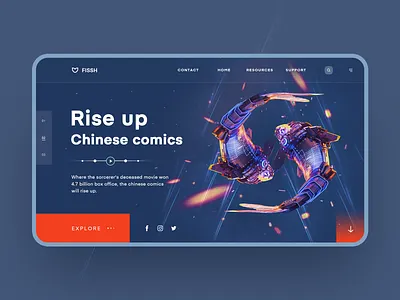 Website practice about chinese comics c4d artwork chinese comics comics fish fish design lenovo thinkpad web ui website website design