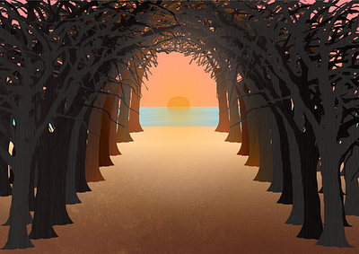 to the beach digital art digital arts digital illustration illustration landscape landscape design landscape illustration nature nature design summer sunset