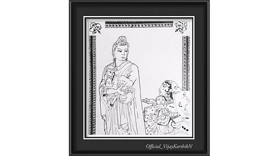 Handcrafted charcoal Art - Gautam Buddha & Kisa Gotami art buddha charcoaldrawing lord