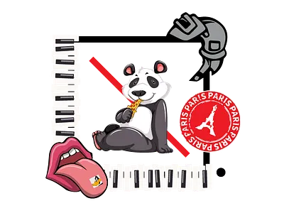 Sticker design logo lsd minimal panda paris piano pubg sleek theprojekt vector