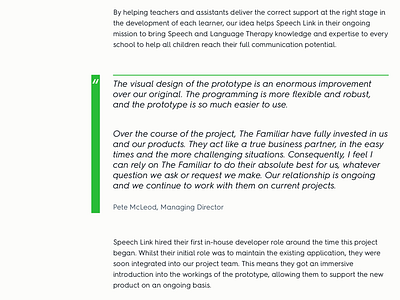 Testimonials Typography accessibility case studies testimonials the familiar typography web