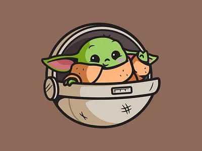 Baby Yoda logo animal baby branding cute cute smile joy emblem fanart illustration cartoon icon identity illustration kid logo. kids logo logo mark smile themandalorian star star wars movie starwars design master wars yoda