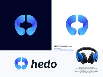 Hedo - Headphone Brand Logo Design app app icon brand branding business company branding e commerce earphone gadget headphone logo identity illustration logo logo designer logo mark logodesign symbol technology vector website logo