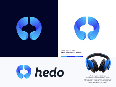 Hedo - Headphone Brand Logo Design app app icon brand branding business company branding e commerce earphone gadget headphone logo identity illustration logo logo designer logo mark logodesign symbol technology vector website logo