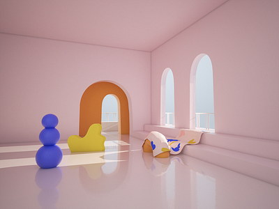 Girls room @lulachristman 3d c4d cinema4d cute cute art design illustration minimal organic render shapes ui