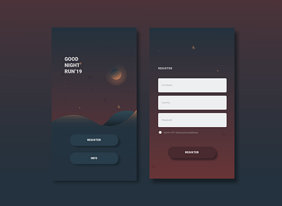 Night Run Sign Up Page app design flat illustration minimal ui uichallenge vector web