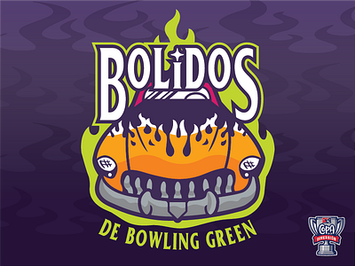 Bolidos de Bowling Green (COPA) baseball bowling green cars copa cup diversion fire fireball green hot rods latin mercury meteors milb purple sports