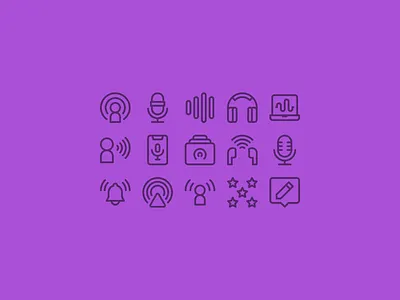 Podcast icons broadcast broadcasting design icon icons illustration line linear lines minimal minimalism minimalist podcast podcast art podcasting podcasts radio stream streaming vector