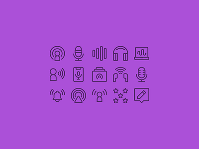 Podcast icons broadcast broadcasting design icon icons illustration line linear lines minimal minimalism minimalist podcast podcast art podcasting podcasts radio stream streaming vector