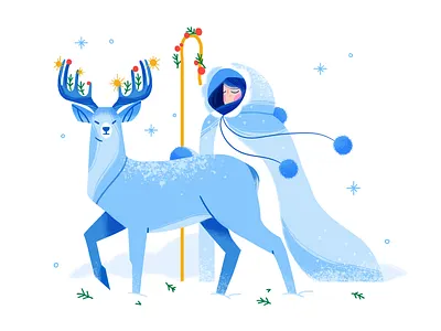 Frost ❄️ character christmas deer design flat girl illustration nature product winter